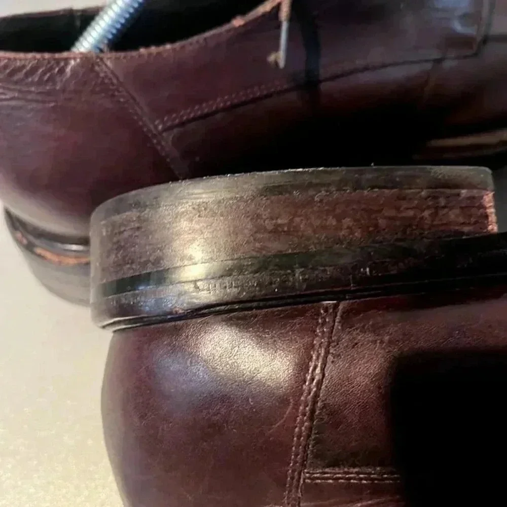 Cole Haan Dress Shoes Men 11 Burgundy Apron Toe‎ Derby Leather Lace Up Dapper